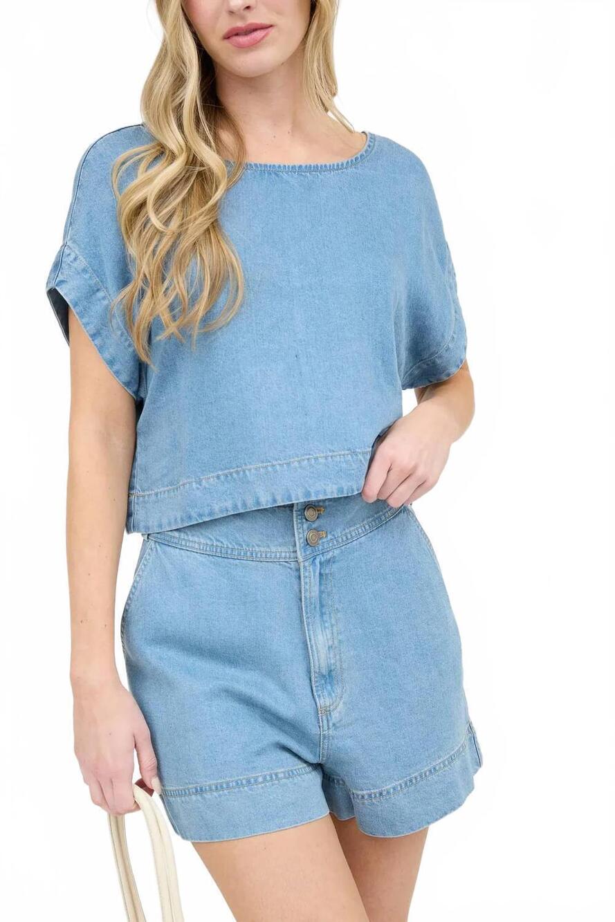 NEW BLU PEPPER maris high waist shorts in blue